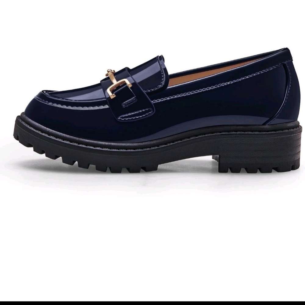 outgo Mocasines de plataforma para niña, con cadena, tacón grueso, planos, punta